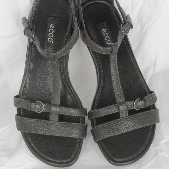 ecco black leather sandals